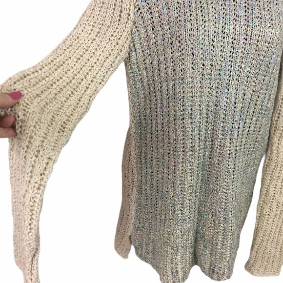 INC International Concepts  Crochet Rainbow Foil Tunic Sweater Large Crew Neck - Picture 4 of 8